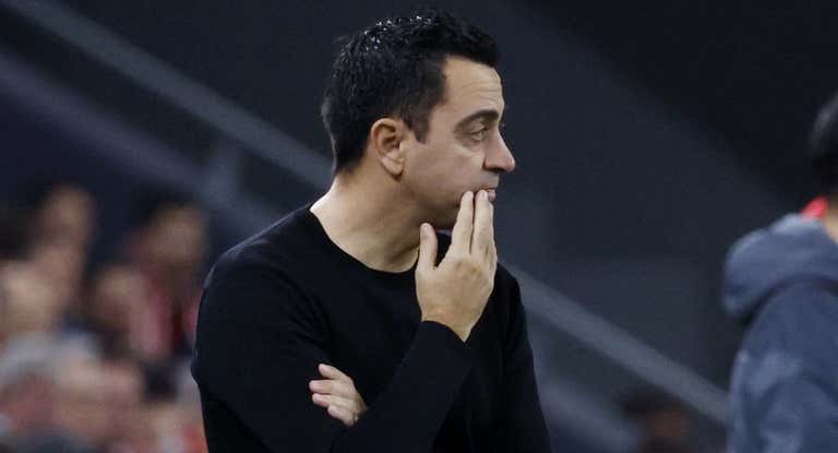 Xavi, en el partido ante el Athletic.