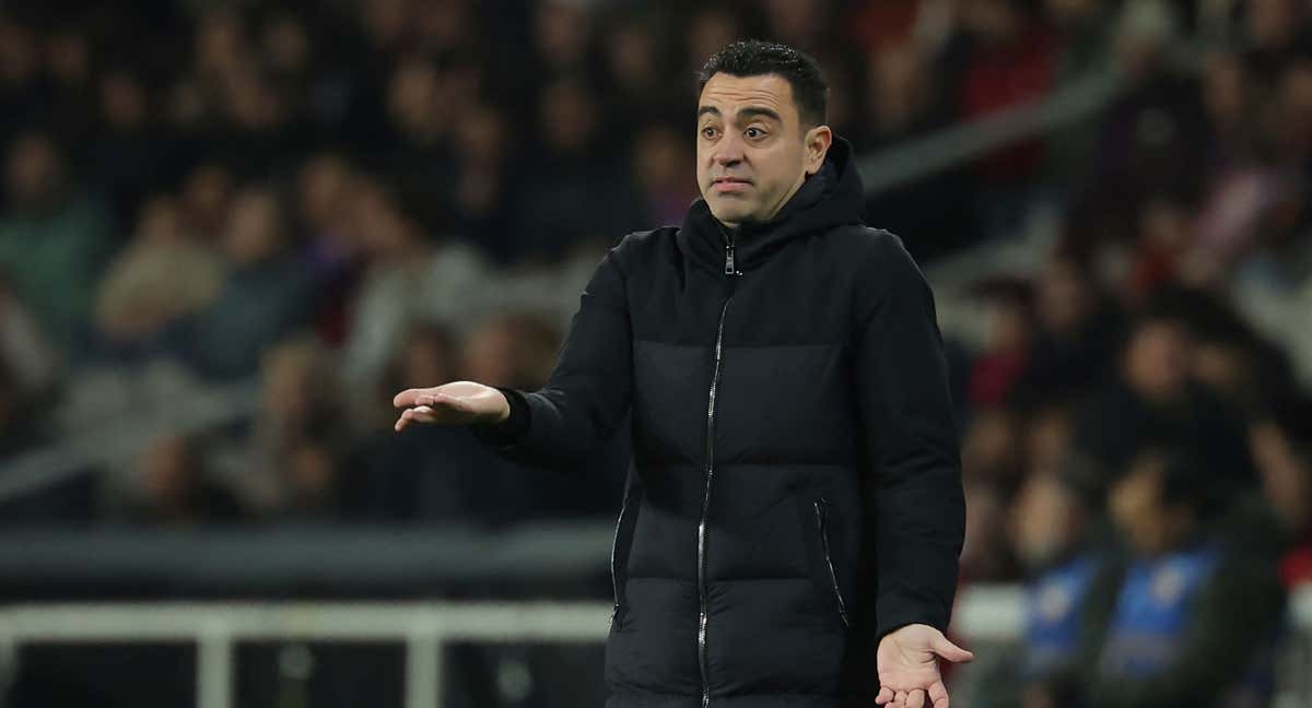 Xavi, en un partido con el Barcelona./AFP