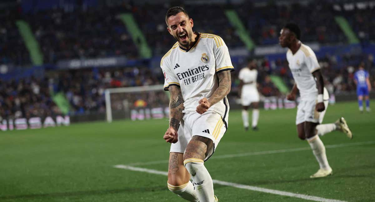 Joselu celebra su primer gol al Getafe. /EFE