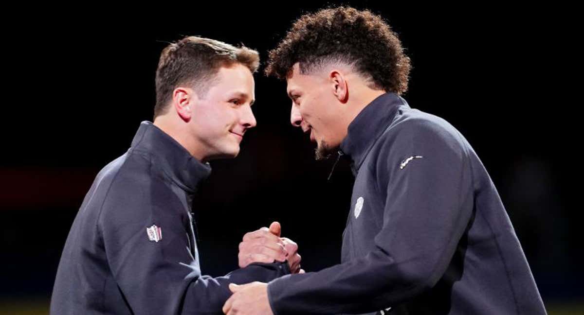 Brock Purdy y Patrick Mahomes en el Media day./AFP