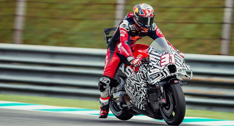 Pedro Acosta, sobre la GASGAS con decoración cebra en los test de Sepang de MotoGP 2024.