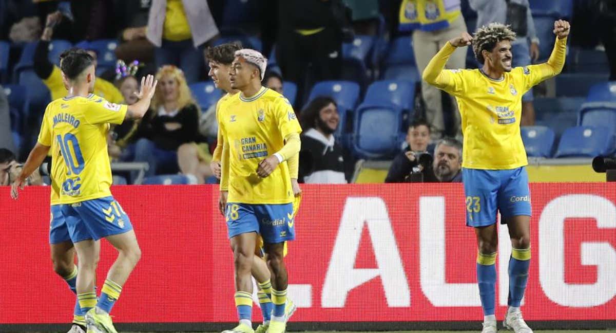 Los jugadores de Las Palmas celebran el gol. /LaLiga.
