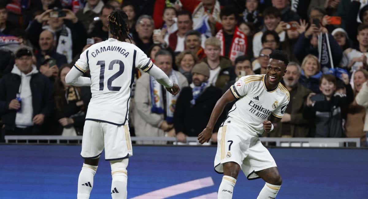 Vinicius celebra su gol al Girona./EFE