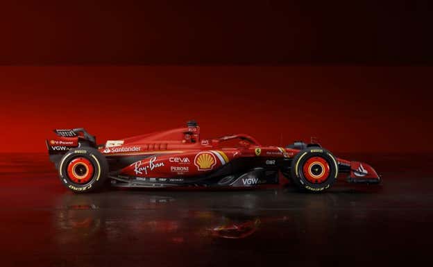 Así luce de lateral el Ferrari SF-24 para la F1 2024.  Scuderia Ferrari
