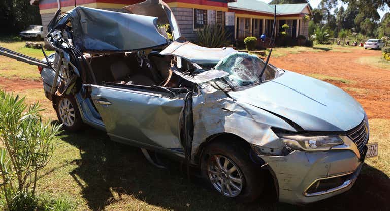 El coche de Kelvin Kiptum, tras el accidente.