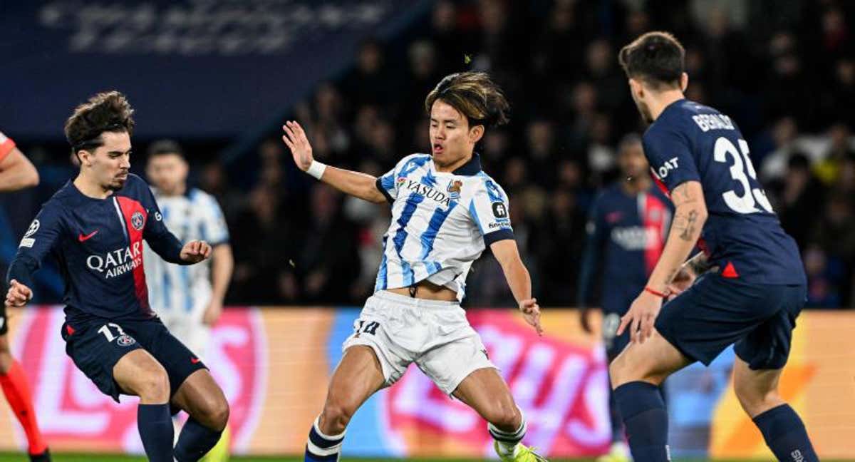 Kubo, durante el partido./AFP