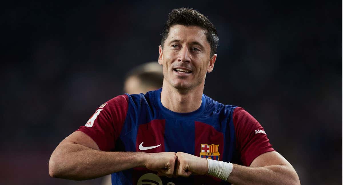 Lewandowski celebra un gol con el Barça./AGENCIAS