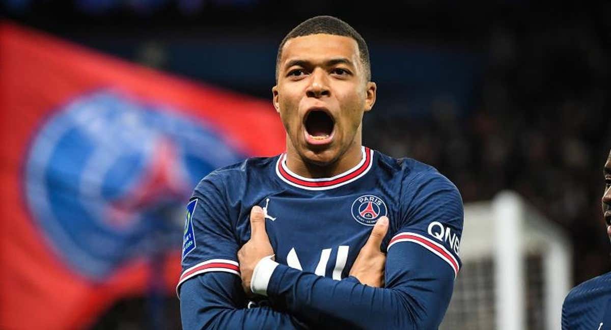 Kylian Mbappé celebrando un gol con su habitual gesto. /EP