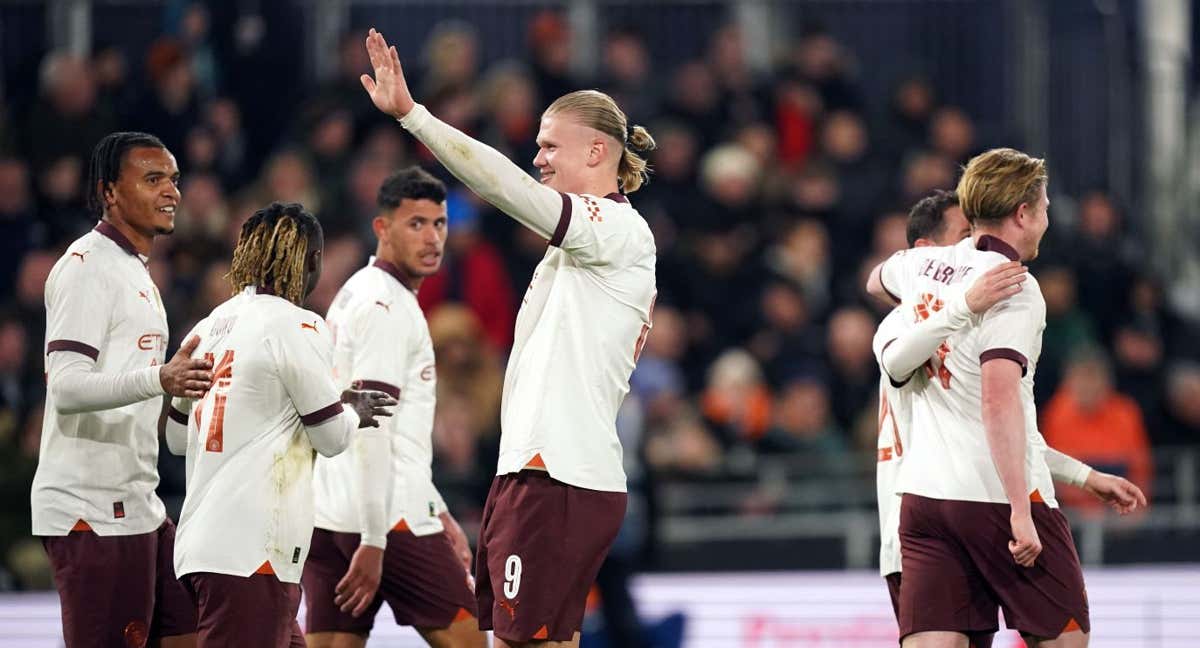 Haaland celebra su quinto gol contra el Luton./Mike Egerton/PA Wire/dpa