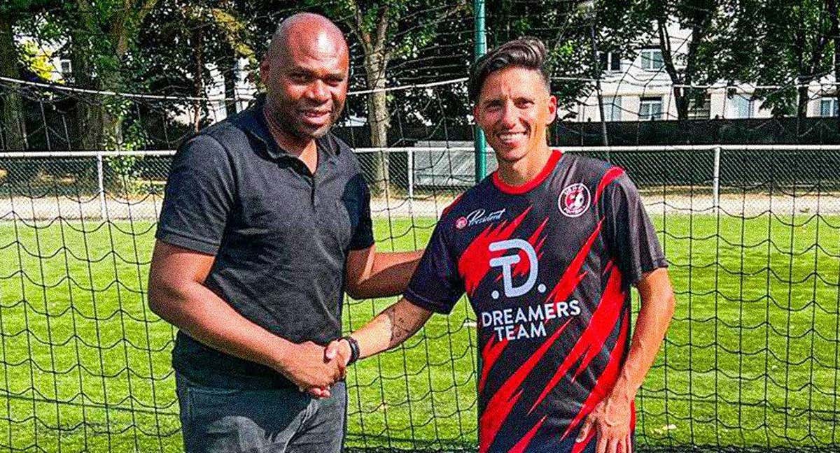 Pablo Huerga (derecha), con Pierre Mbappé (izquierda). /CEDIDA