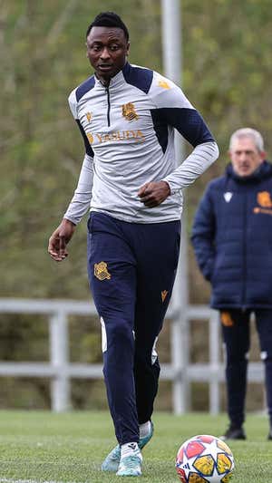 Sadiq Umar, en un entrenamiento reciente en Zubieta.  Real Sociedad