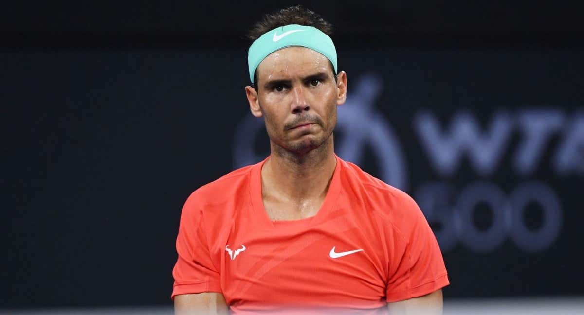 Rafael Nadal, durante su último partido, cuando se lesionó en enero en Brisbane.