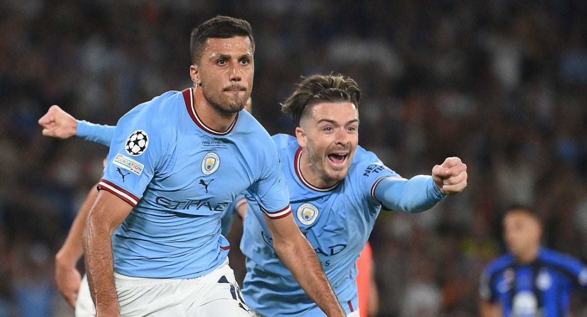 Rodri Hernández celebrando su gol ante el Inter en la final de la pasada edición de la Champions League.
