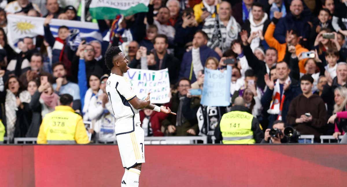 Vinicius, celebrando su gol.
