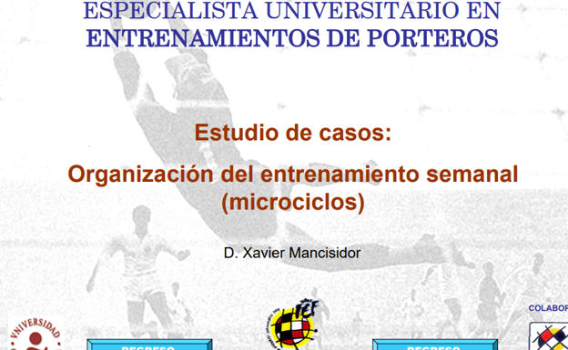 Portada del microciclo impartido por Xabier, con un error en el nombre,  cuando era entrenador de la Real Sociedad.