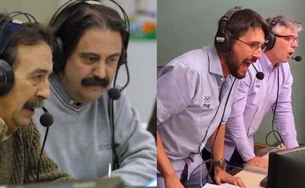 De izquierda a derecha, Juan de Dios Román, Luismi López, Paco Caro y Alberto Urdiales, narrando balonmano.