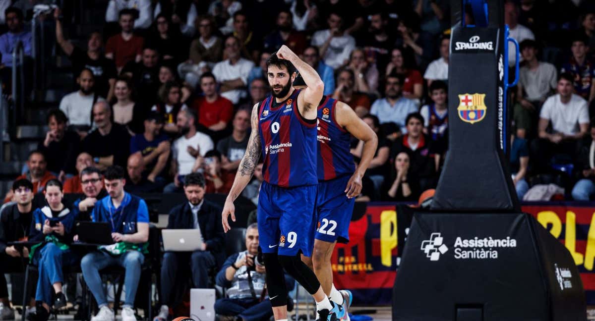 Ricky Rubio, durante el Barça-Partizan.
