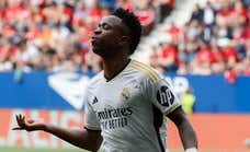 Un Vinicius al rojo vivo silencia la Liga en El Sadar