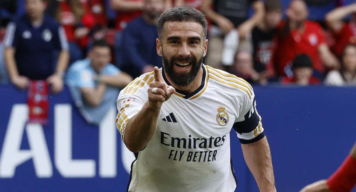 Dani Carvajal celebra su gol contra Osasuna.