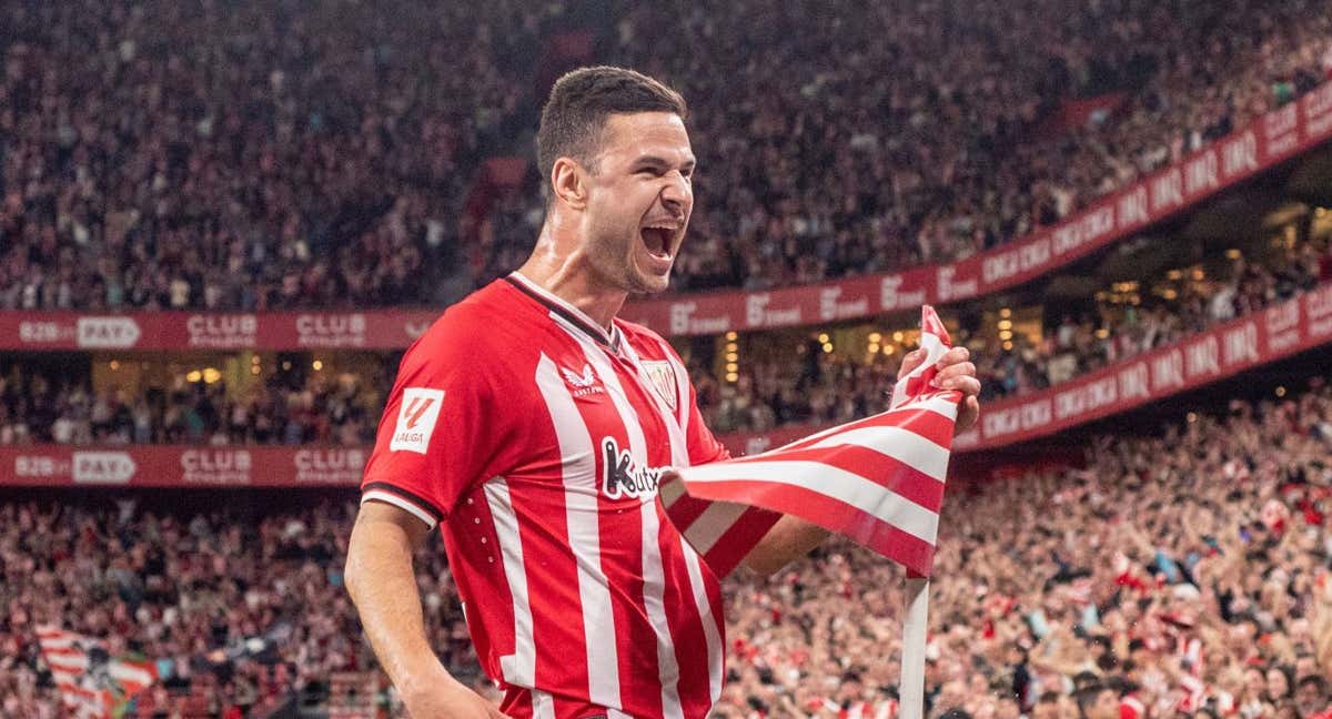 Gorka Guruzeta celebra con rabia el 1-0 frente al Alavés. /Efe