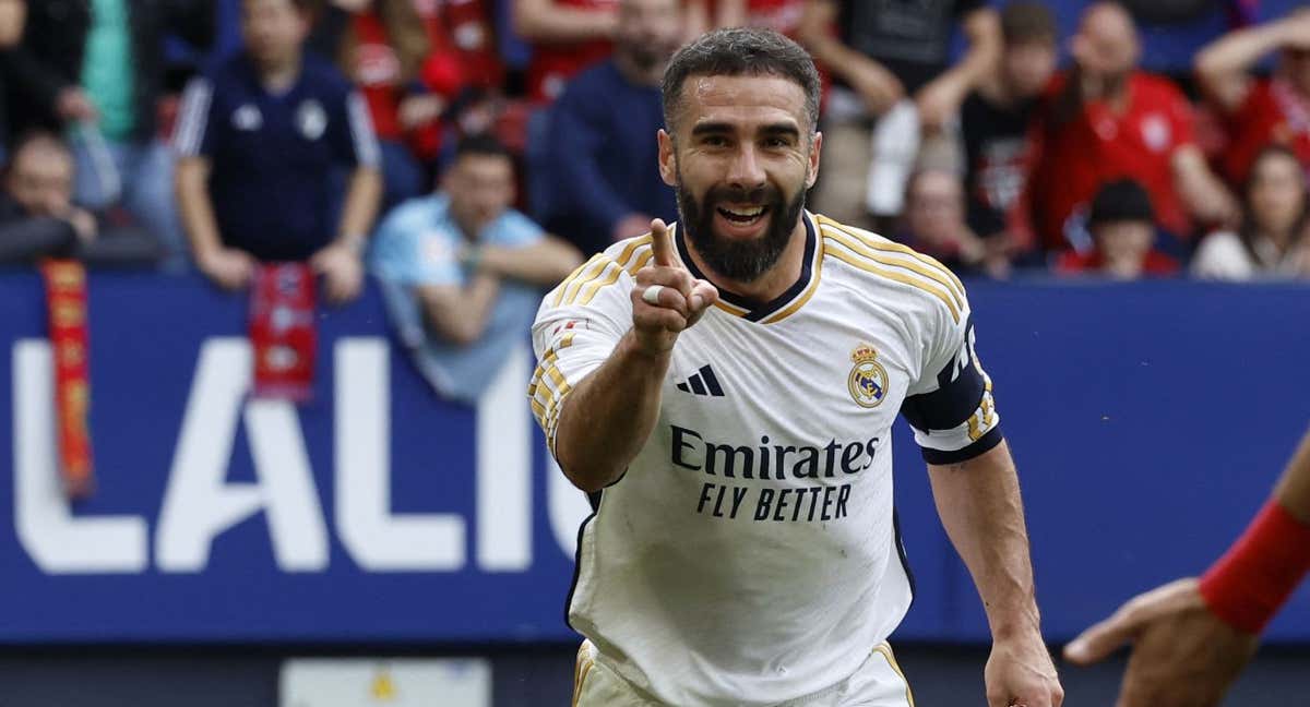 Carvajal celebra un gol con el Real Madrid./REUTERS