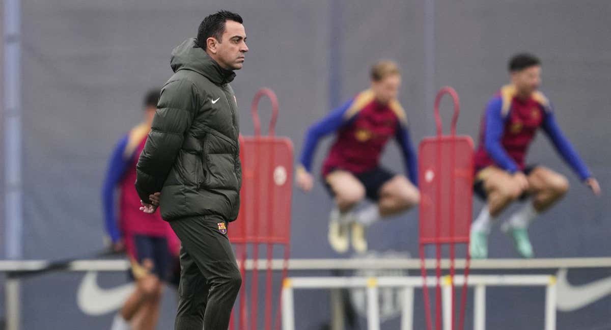 Xavi Hernández durante un entrenamiento. /EFE