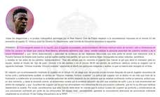El Real Madrid lanza un órdago y denuncia racismo y odio contra Vinicius en «todos los campos» de Primera