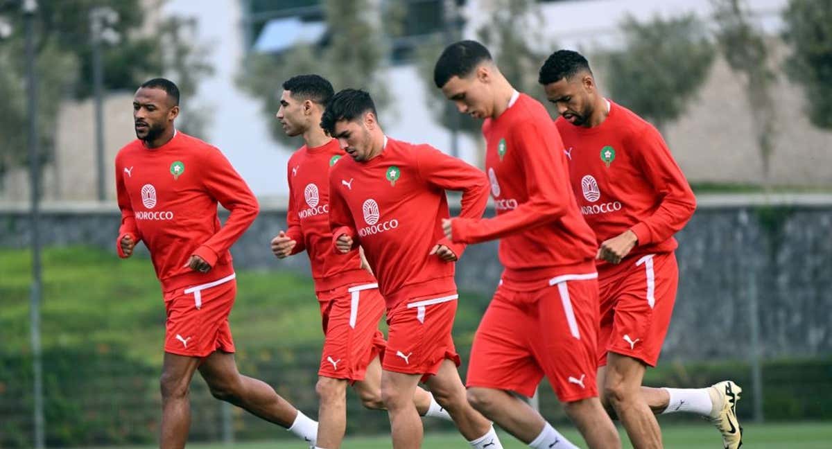 Brahim Díaz en el entrenamiento con la selección de Marruecos./Equipe du Maroc