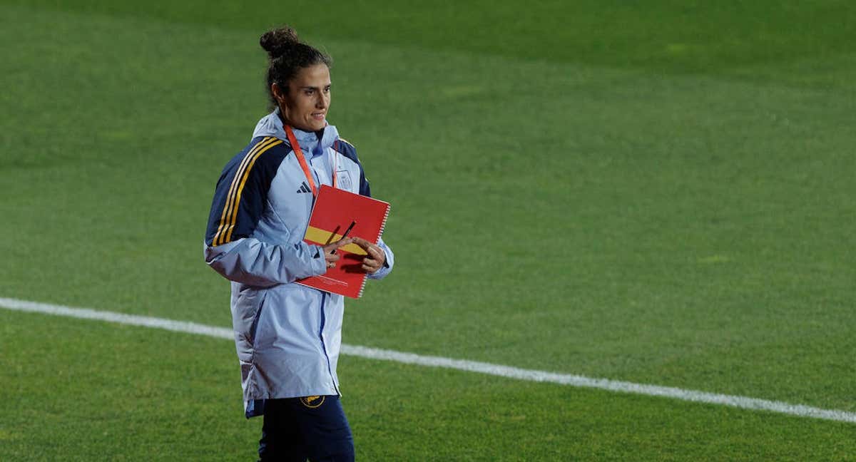 Montse Tomé, durante un entrenamiento con la Selección. /Getty