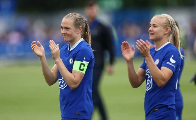 Magda Eriksson y Harder en el Chelsea.  REUTERS