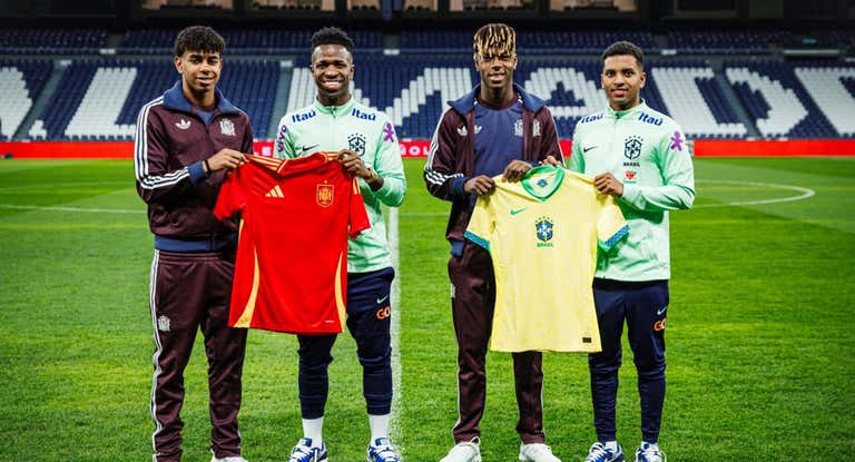 Nico Williams, Lamine Yamal, Vinicius y Rodrygo escenifican la lucha contra el racismo.