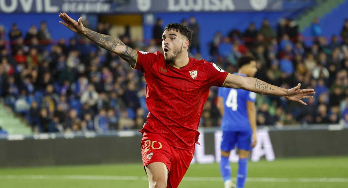 Isaac Romero celebra un gol ante el Getafe./EFE