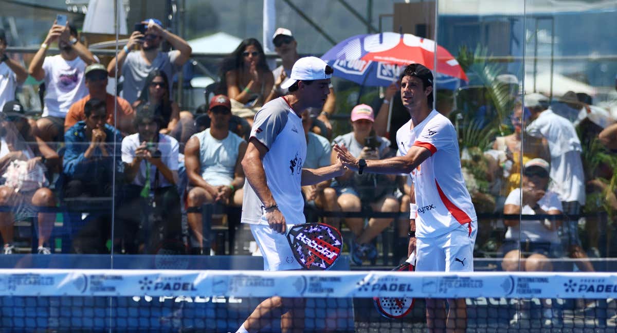 Lebrón y Momo en un partido en Venezuela./PREMIER PADEL