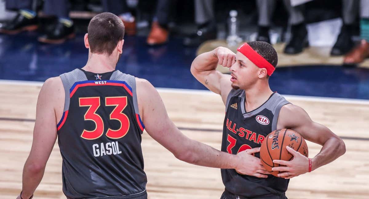 Marc Gasol y Stephen Curry, durante un All-Star. /GETTY IMAGES