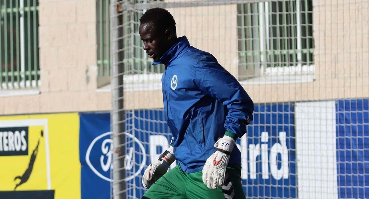 Cheikh Sarr, durante un entrenamiento./Rayo Majadahonda