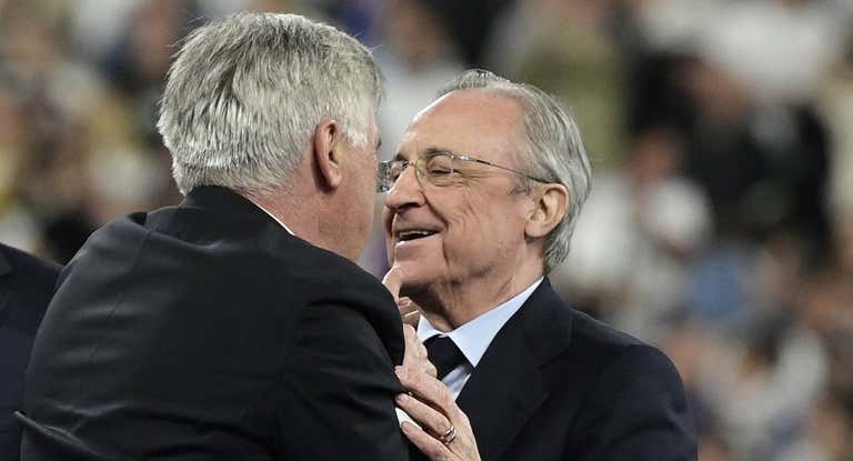 Ancelotti y Florentino, en la celebración de la Decimocuarta.