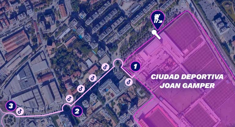 Plano de la Ciudad Deportiva del Barça y donde se colocan los tiktokers.