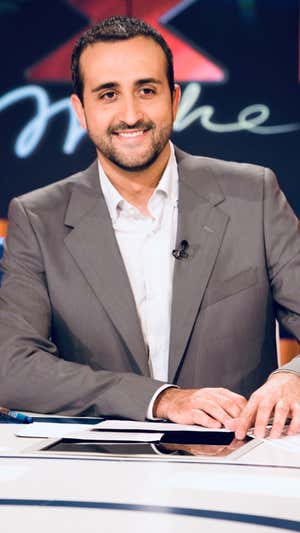 Reyes, en el plató de Deporte Noche, poco después de 2009.