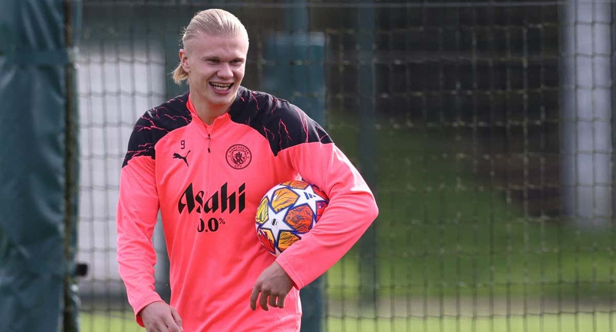 Erling Haaland, en un entrenamiento reciente. /AFP