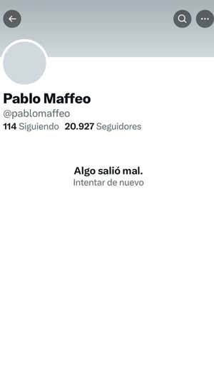 La cuenta de X de Pablo Maffeo, cerrada.  X
