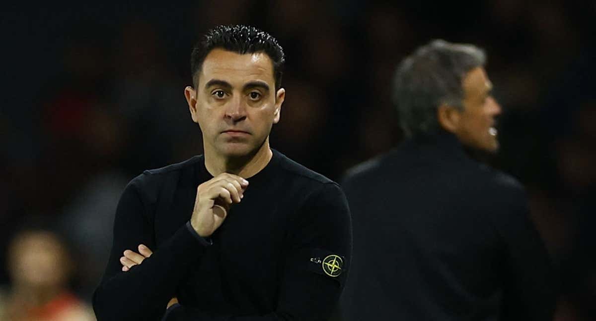 Xavi durante el partido.