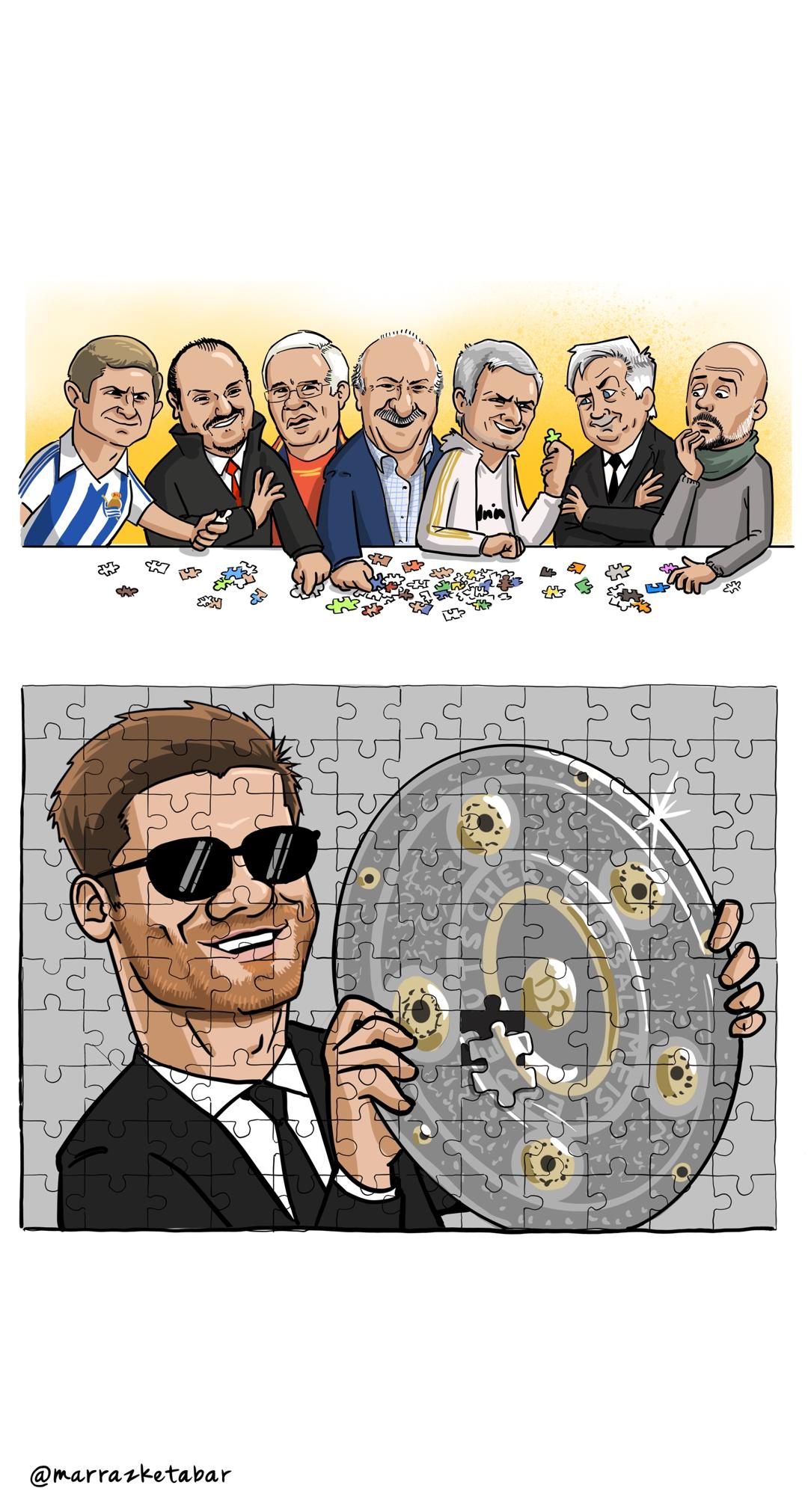 La caricatura de Xabi Alonso campeón de la Bundesliga. @marrazketabar