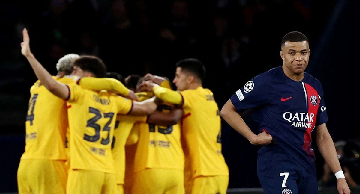 Mbappé sufre, Barcelona festeja su victoria en el Parque de los Príncipes por cuartos de la Champions.