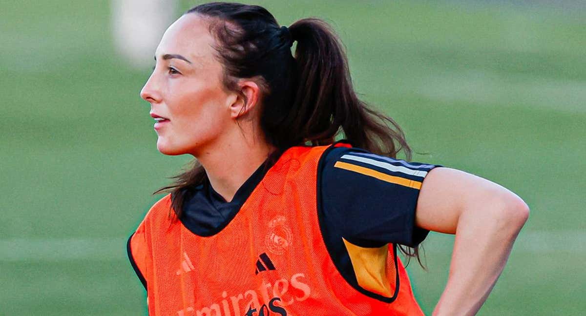 Caroline Weir, durante un entrenamiento con el Real Madrid femenino durante la pretemporada y antes de lesionarse.
