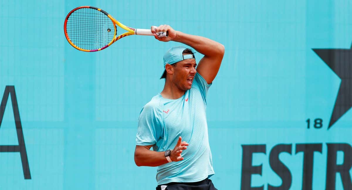 Rafael Nadal, durante un entrenamiento en la Caja Mágica en 2022. /AFP