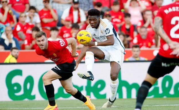 Tchouameni, durante el partido contra el Mallorca.  AFP