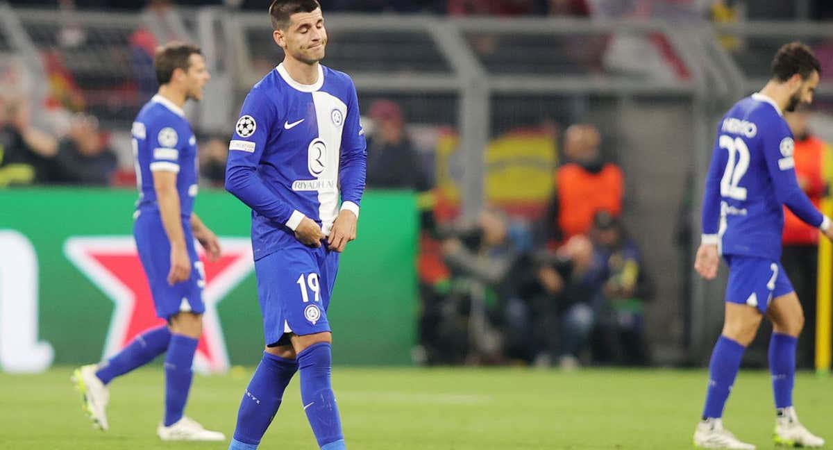 Álvaro Morata durante el partido ante el Borussia de Dortmund de los cuartos de final de la Champions./AFP