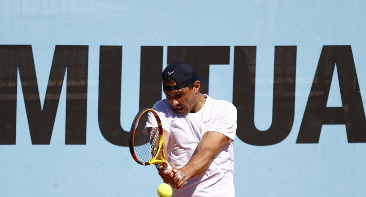 Nadal entrenando para el Mutua Madrid Open 2024. /REUTERS