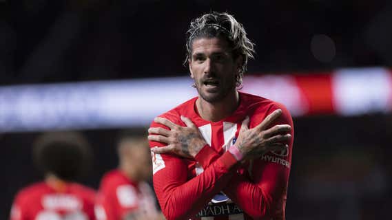 De Paul celebra su gol al Athletic. /EP