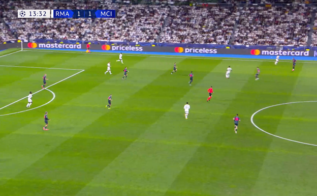 El 2-1 del Real Madrid ante el City nace, de nuevo, en una jugada en la que todos sus efectivos están en campo propio.  WYSCOUT
